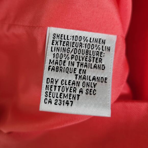 Talbots Irish Linen Blazer Coral Spring Easter Button Front Women 10 - Picture 10 of 11